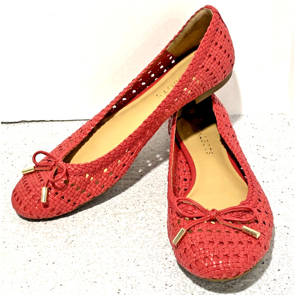 Talbots Pink Ballet Flats Woven Faux Leather Casual Shoes Bow Details US 7.5M - Picture 4 of 10